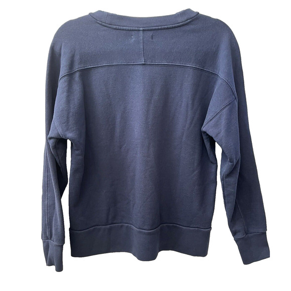 Miles(s) By MADEWELL Women SZ M Sweatshirt Pullover Faux Leather Stars Crew Neck - Picture 2 of 11